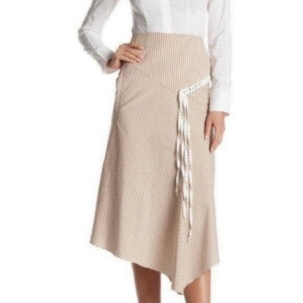 Tibi Khaki/White Stripe Lanyard Skirt Size 4 NWOT
